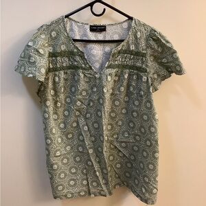 Lane Bryant Green Patterned Blouse